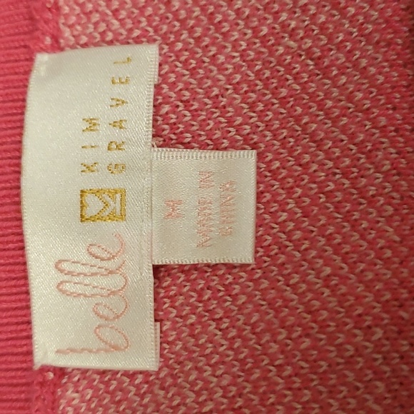 NEW! Belle by Kim Gravel pink plaid color block sweater. Never worn. Medium. - Picture 2 of 6